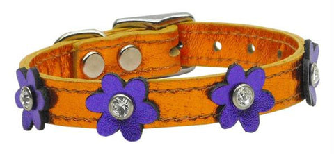 Flower Leather Metallic Apricot w- Metallic Purple Flowers 12