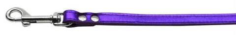 Fashionable Leather Leash Metallic Purple 1-2'' Wide