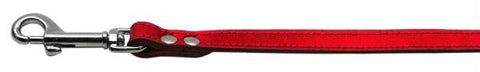 Fashionable Leather Leash Metallic Red 1-2'' Wide