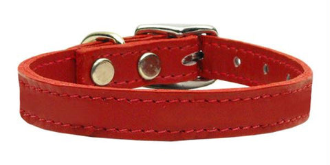 Plain Leather Collars Red 14