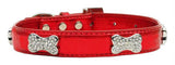 Metallic Crystal Bone Collars Red Large