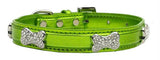 Metallic Crystal Bone Collars Lime Green Medium