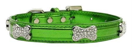 Metallic Crystal Bone Collars Emerald Green Small