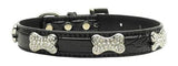 Faux Croc Crystal Bone Collars Black Large