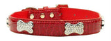 Faux Croc Crystal Bone Collars Red Small